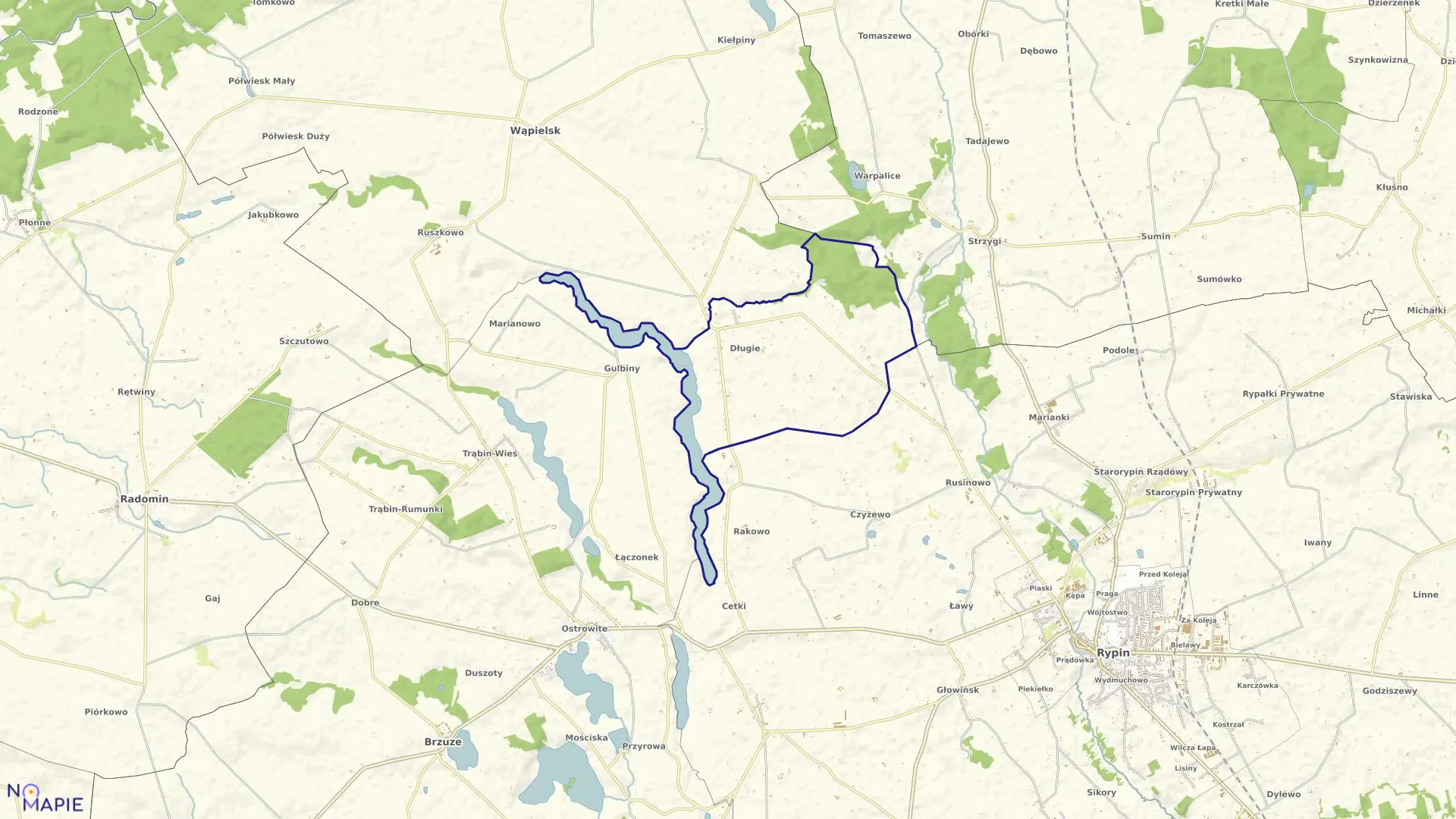 Mapa obrębu Długie II w gminie Wąpielsk